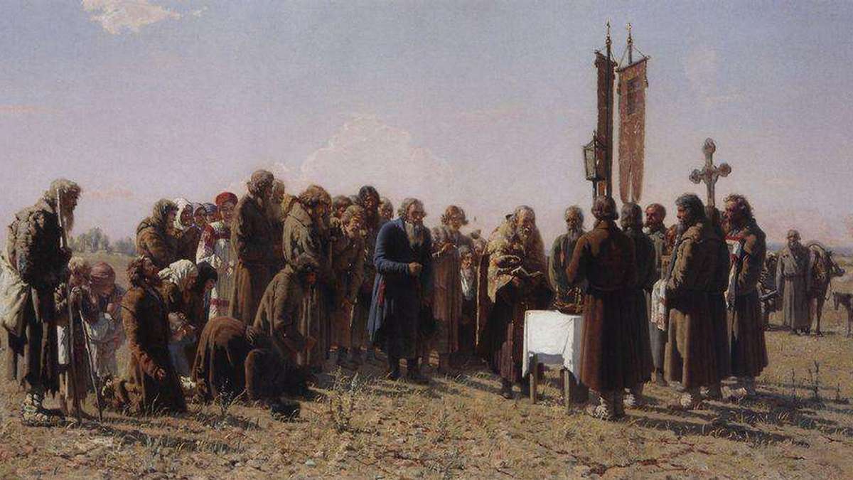 Григорий Мясоедов. Молебен во время засухи. 1880