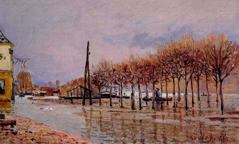 Альфред Сислей. Наводнение в Пор-Марли (фрагмент). 1872