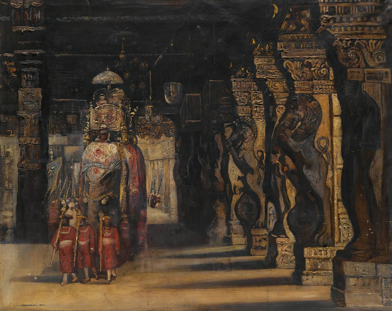 Дьюла Торнай. Индийская процессия со слоном