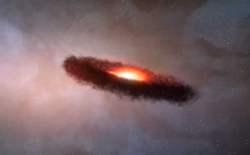 Диск из газа и космической пыли вокруг звезды