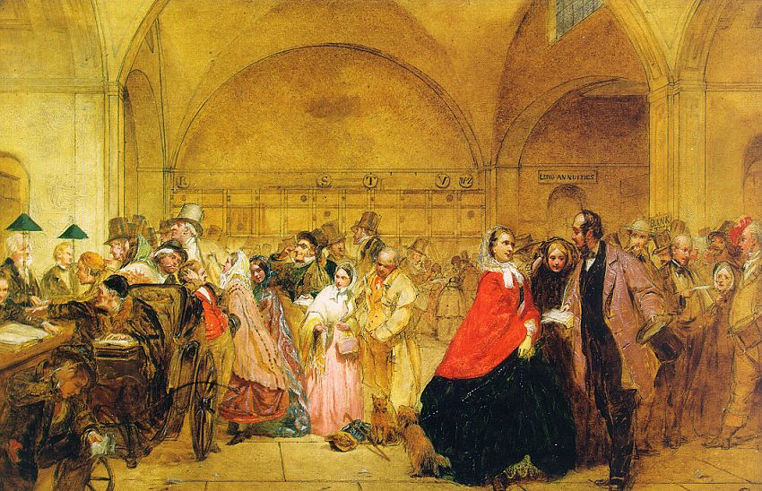 Джордж Элгар Хикс. День дивидендов в Банке Англии. 1859