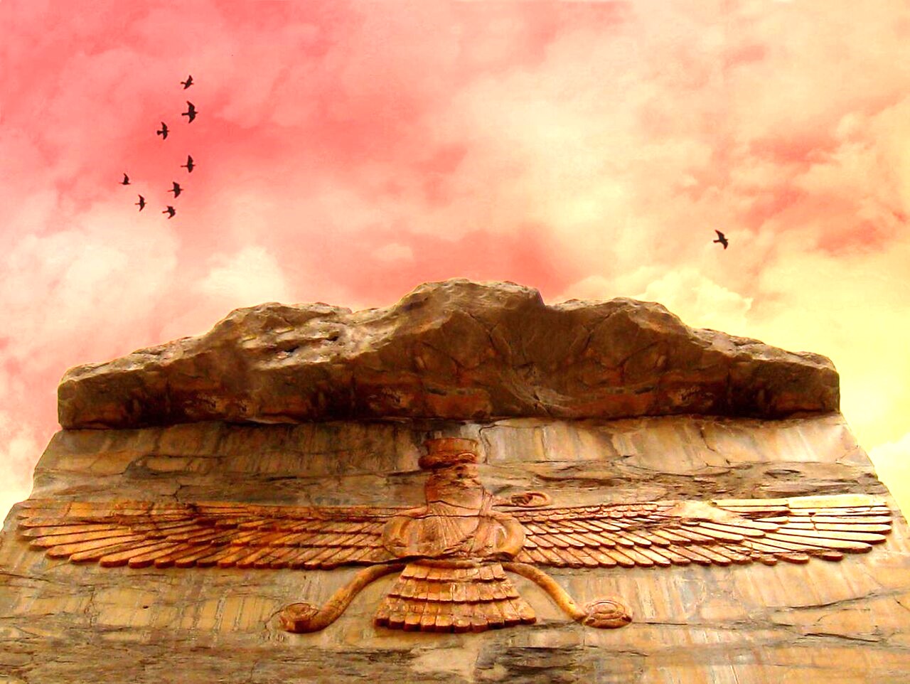 Фаравахар — один из главных символов зороастризма. Персеполь. Иран