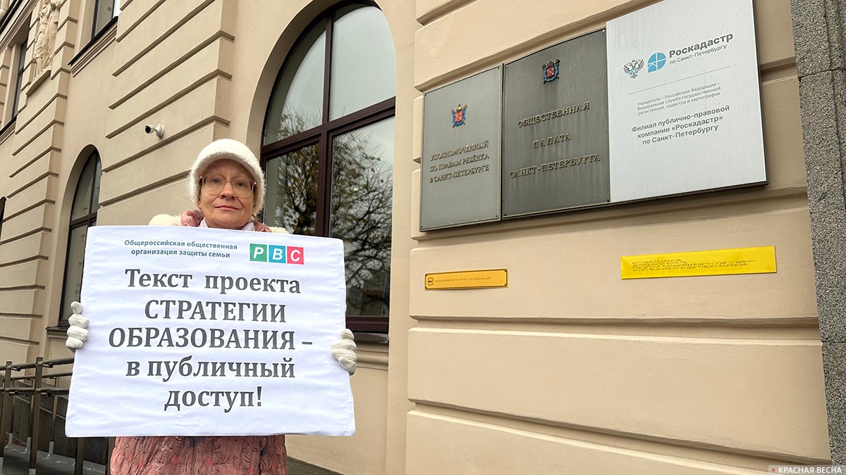 Пикет в Санкт-Петербурге с требованием опубликовать проект Стратегии развития образования. 31.10.2025