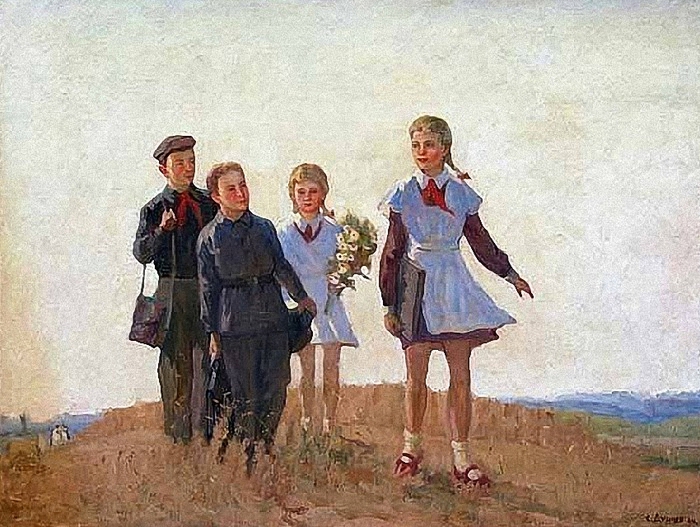 С.Я. Дунчев. В школу. 1954