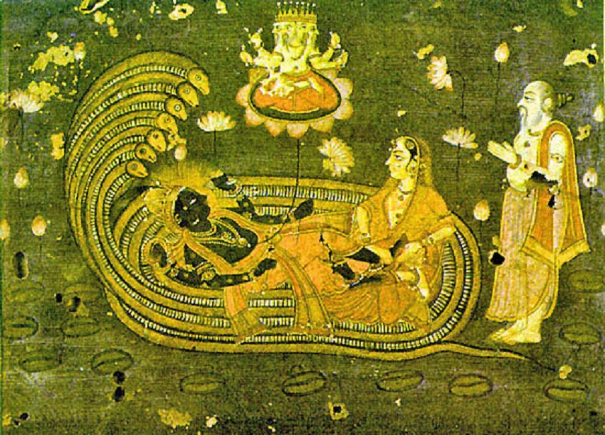 Неизвестный автор. Вишну на змее Ананте Шеше с супругой Лакшми. XVIII век
