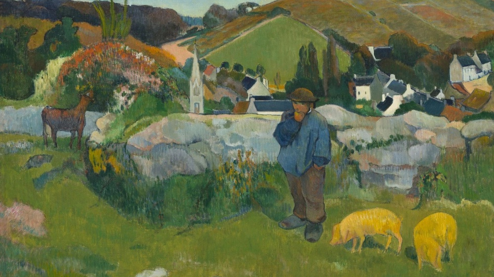 Поль Гоген. Свиное стадо, Бретань (фрагмент). 1888
