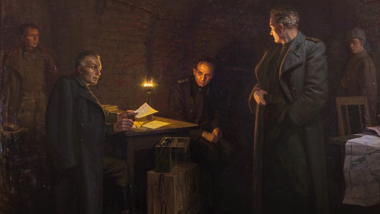 Алексей Храмов «Допрос пленного»(фрагмент) 1947