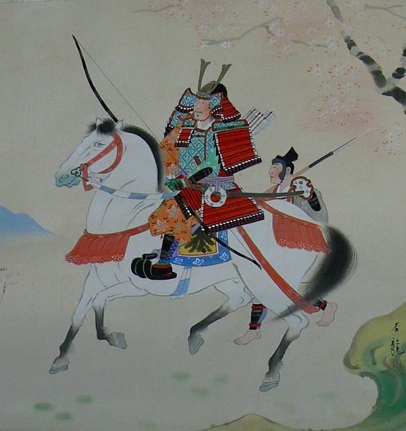 Японский рисунок на свитке «Самурай в походе». 1880-е