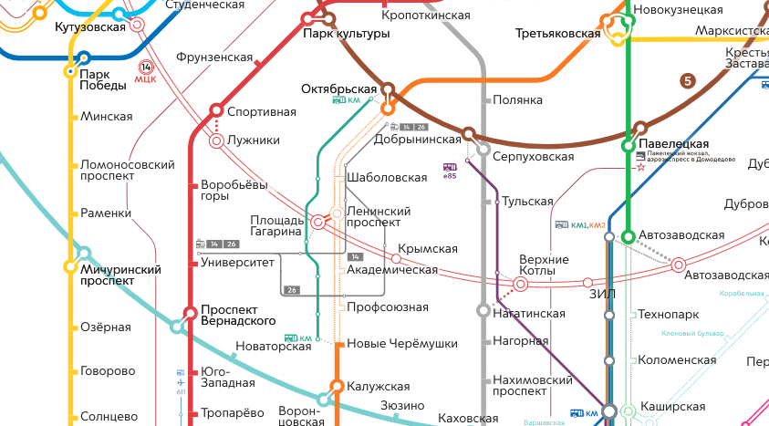 Участок схемы метро Москвы