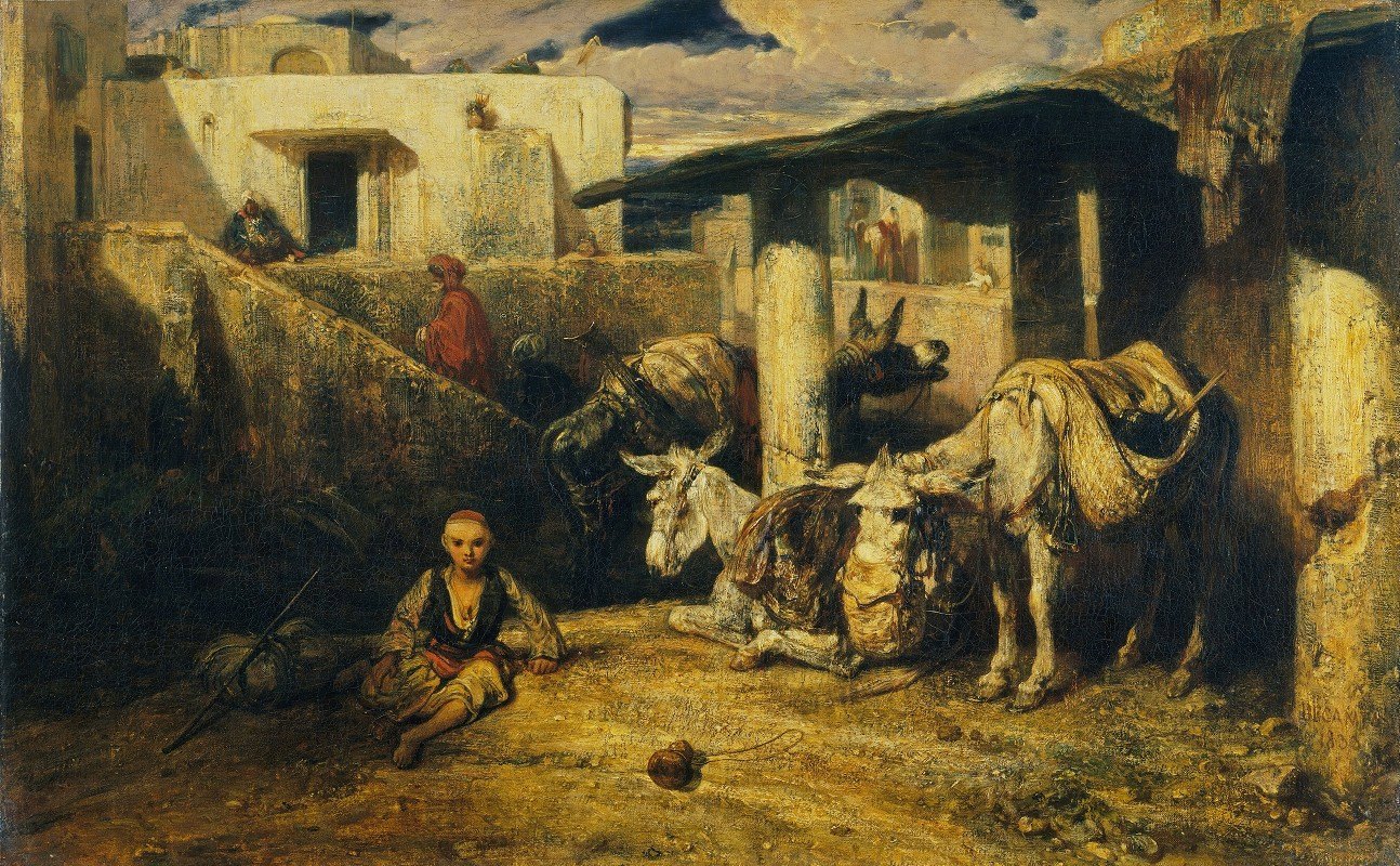 Александр-Габриэль Декан. Отдыхающие ослы. Турецкая сцена. 1833