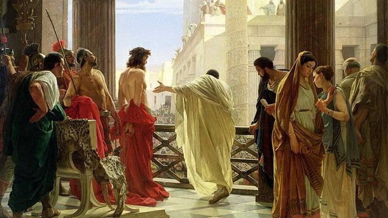 Антонио Чизери. Понтий Пилат показывает подвергшегося бичеванию Иисуса жителям Иерусалима. 1871
