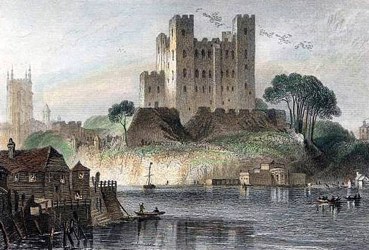 Рочестерский замок, выгравированный Х. Адлардом по Г. Ф. Сардженту. 1836