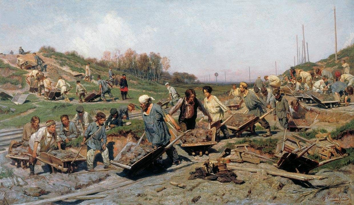 К. А. Савицкий. Ремонтные работы на железной дороге. 1874