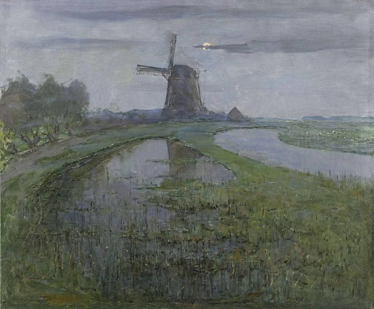 Пит Мондриан. Мельница на реке Рейн в полночь. 1903