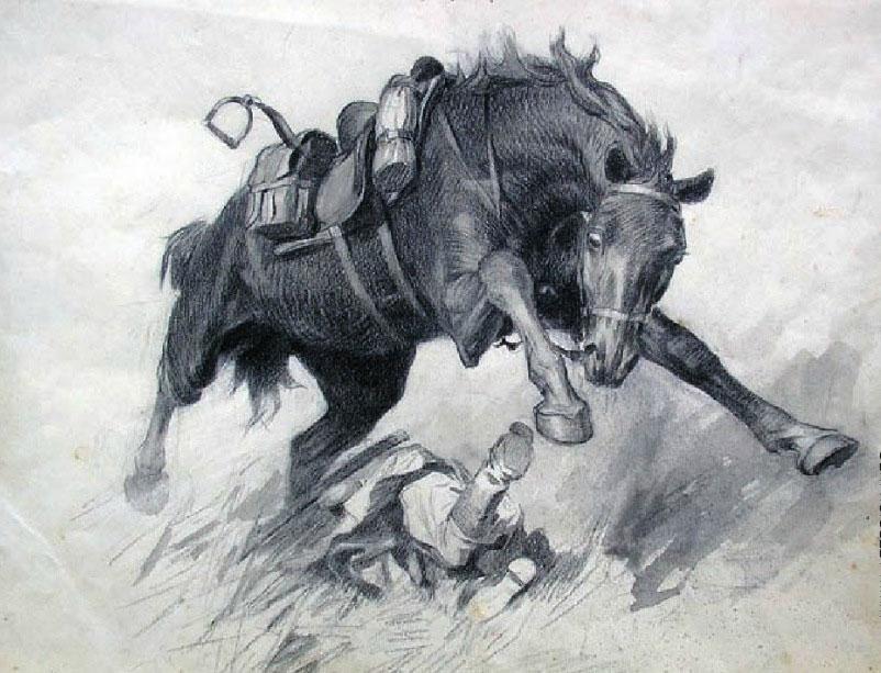 Юрий Волков. Испуганная лошадь. 1960