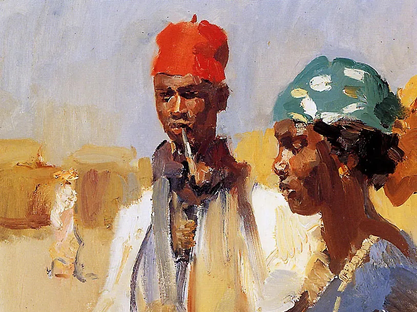 Исаак Исраэлс. Двойной портрет голов африканцев (фрагмент). XIX-XX в.