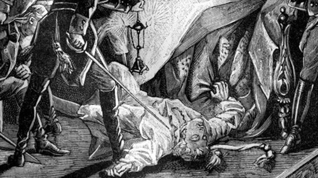 Убийство императора Павла I. Французская гравюра (фрагмент), 1880-е годы.
