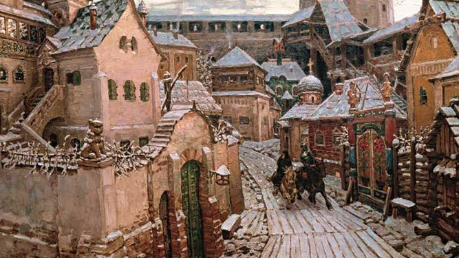 Аполлинарий Васнецов. Гонцы. Ранним утром в Кремле. Начало XVII века. 1913