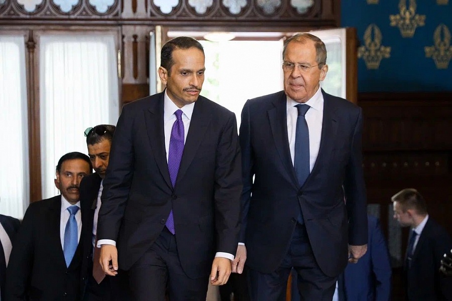 Встреча главы МИД Российской Федерации С. В. Лавров с главой МИД Катара Мухаммедом бен Абдель Рахманом Аль Тани