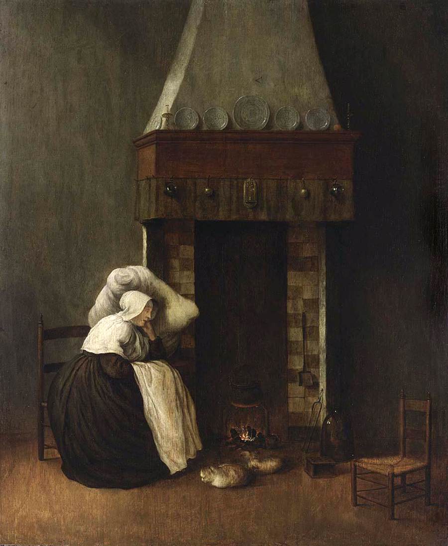 Якобус Врель. Больная женщина у камина. 1654-1656