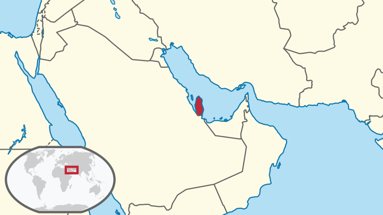 Катар на карте мира [(cc) TUBS]