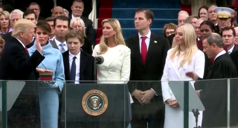 Семья Трампа во время церемонии инаугурации (2017)