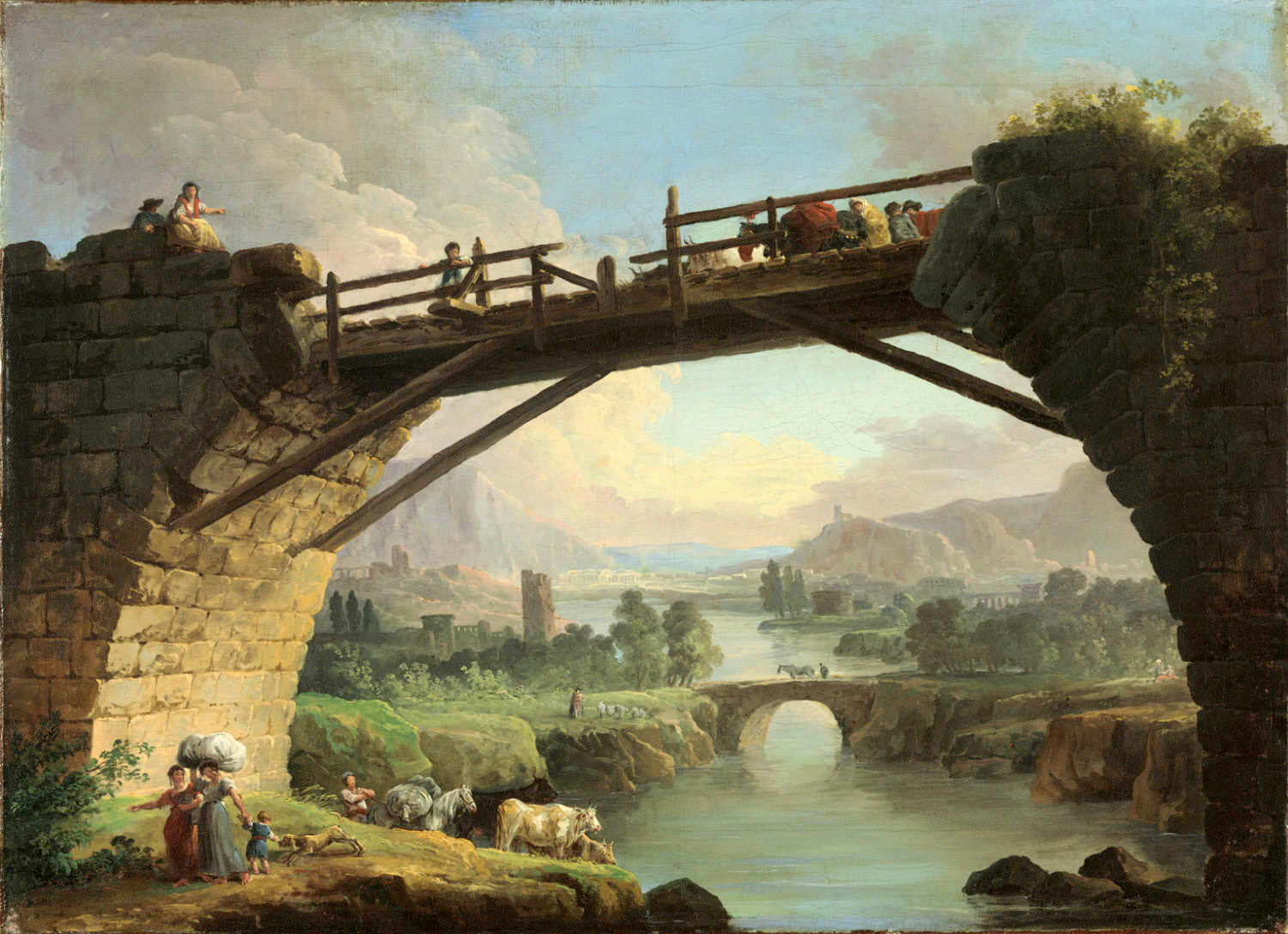 Юбер Робер. Разрушенный мост. 1767