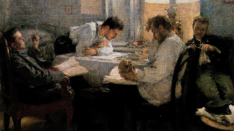 Леонид Пастернак. Ночь накануне экзамена. 1895