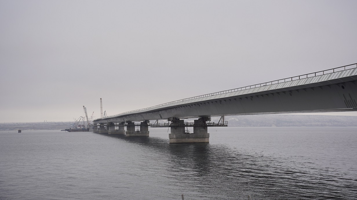 Строительство мостового перехода через Волгу на трассе «Обход Тольятти»