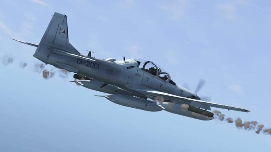 Турбовинтовой A-29 Super Tucano афганских ВВС наносит авиаудар
