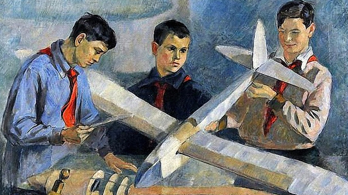 Б. Миловидова. Авиамоделисты. 1934