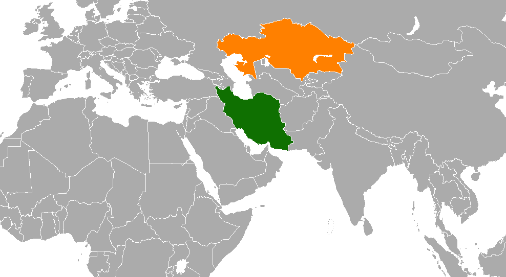 Казахстан и Иран на карте