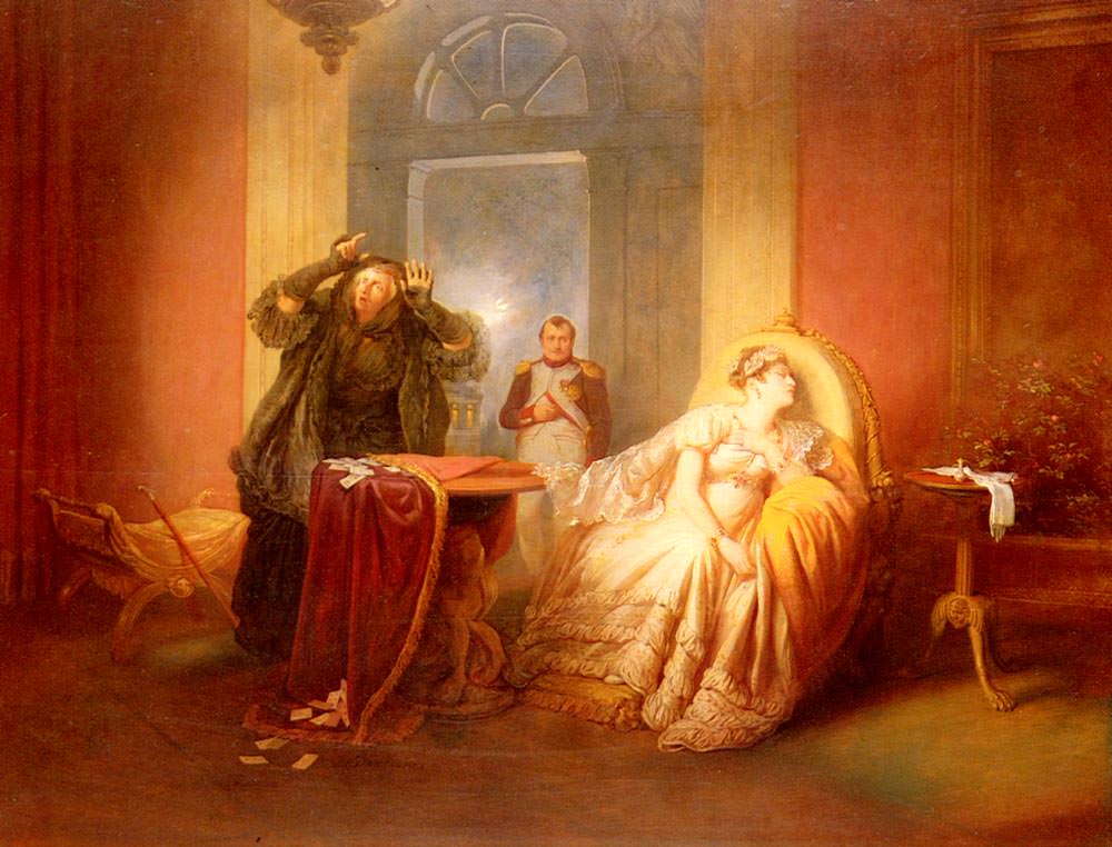 Йозеф Данхаузер. Наполеон и Жозефина с гадалкой на картах
