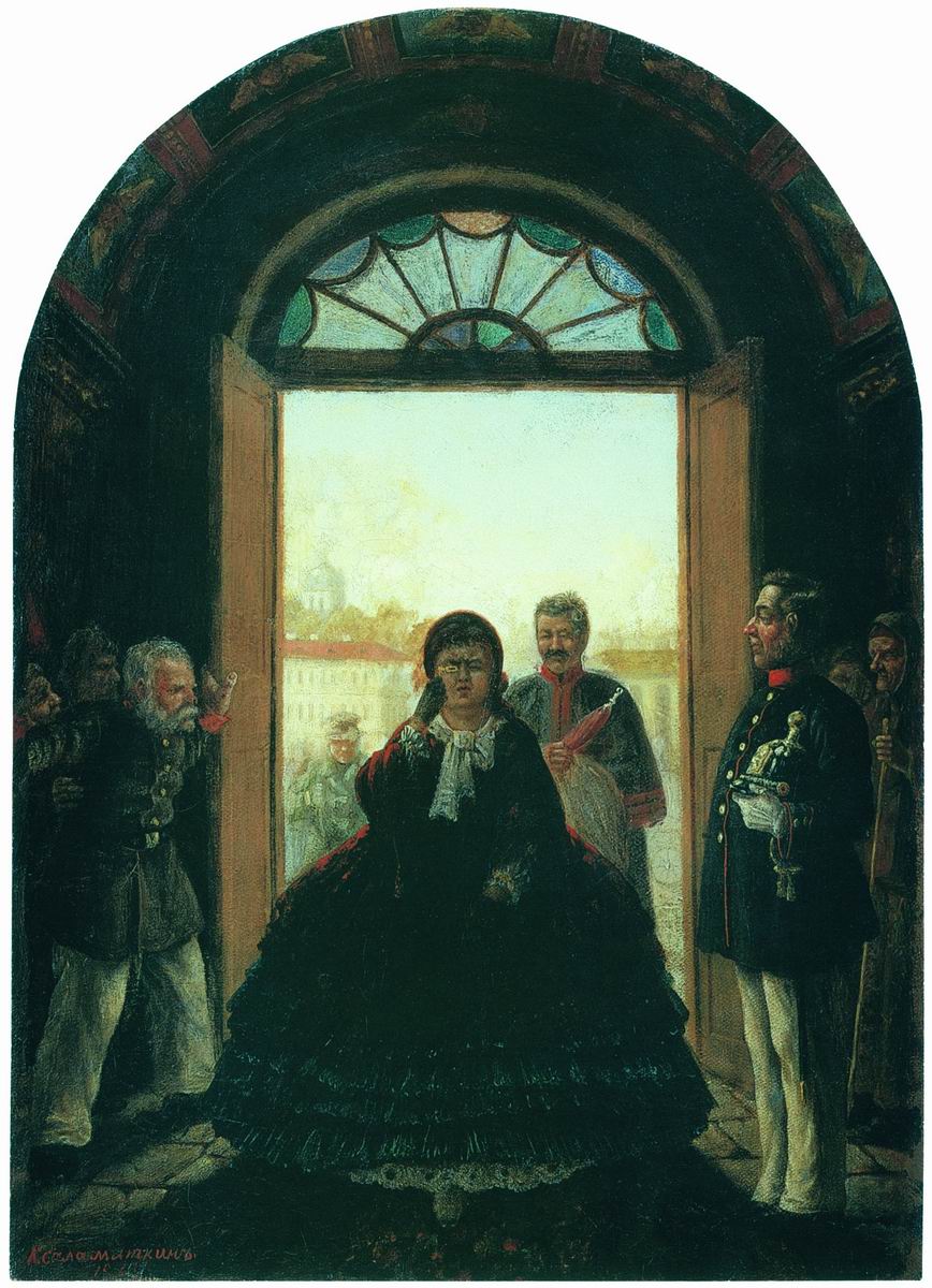 Леонид Соломаткин. Губернаторша, входящая в церковь. 1864
