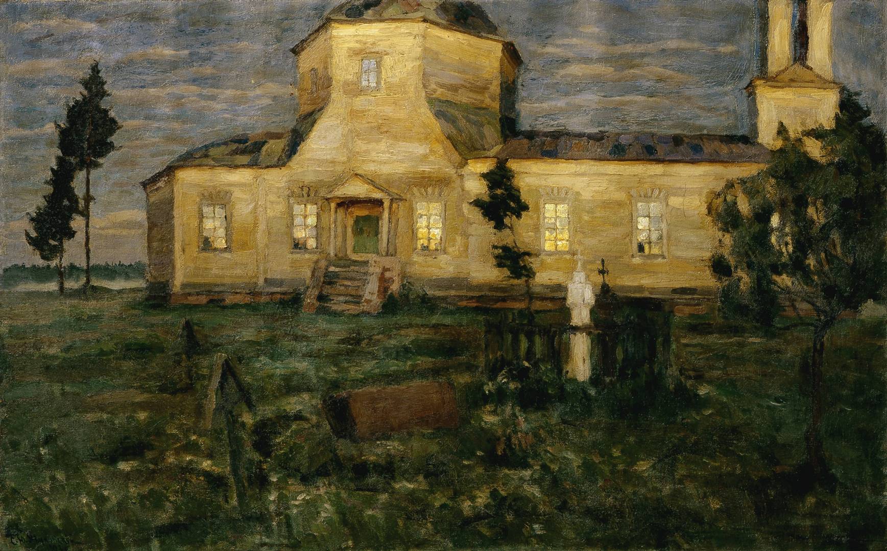 Станислав Жуковский. Церковь. Кладбище. 1902