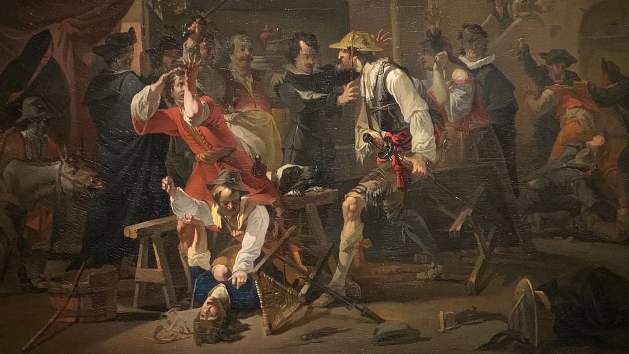 Доменик ван Вийнен. Дон Кихот в гостинице (фрагмент). Ок. 1690