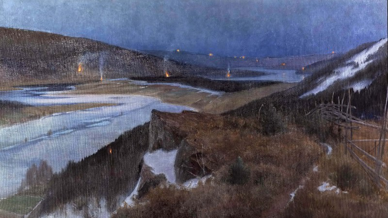Аншельм Шульцберг. Вальпургиева ночь в Бергслагене и Грангарде в Даларне (фрагмент). 1896