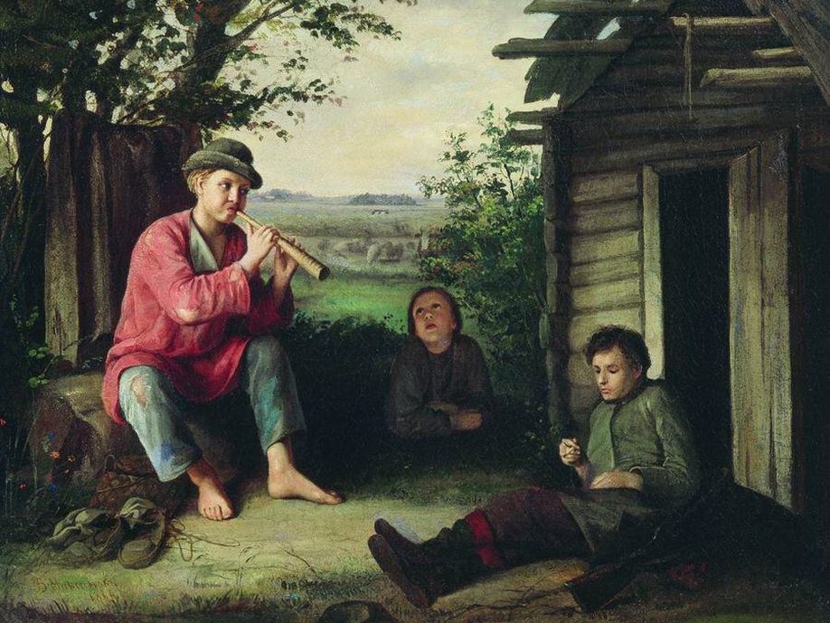 Василий Максимов. Заслушались (фрагмент). 1864