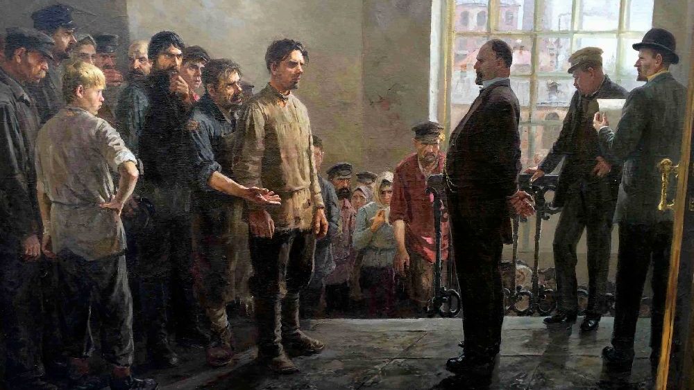 Петр Крохоняткин. Забастовка на фабрике. 1953