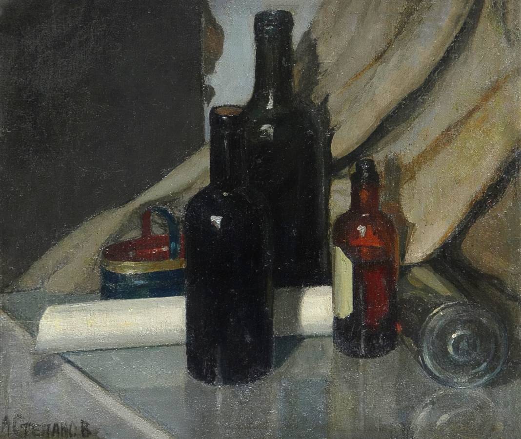 Александр Степанов. Натюрморт с бутылками. 1910-е.