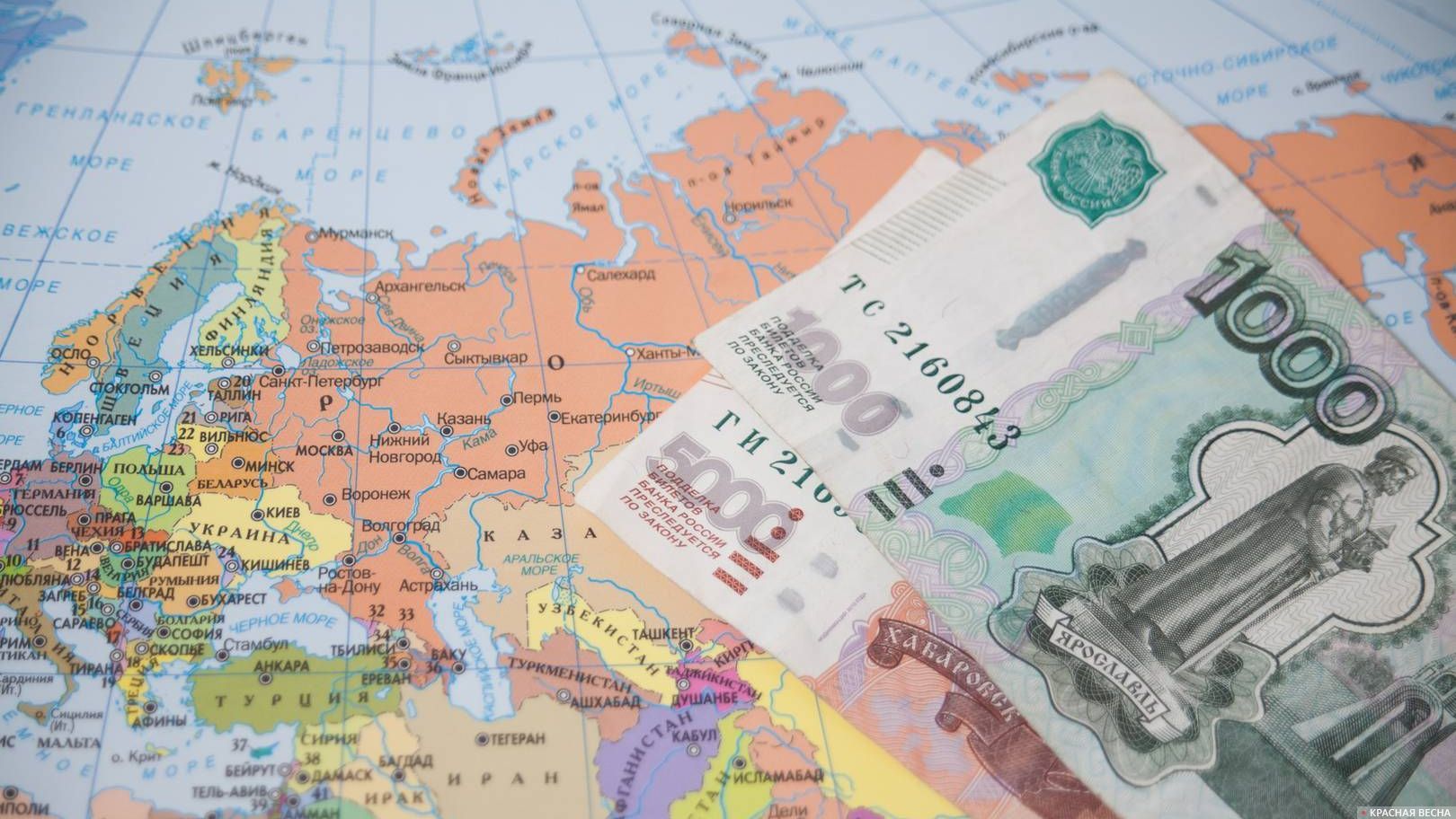 Россия, деньги, карта