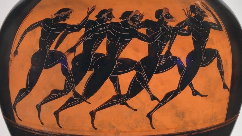 Фрагмент росписи терракотовой панафенайской призовой амфоры. Приписывается художнику эпохи Евфилетица. Около 30 в