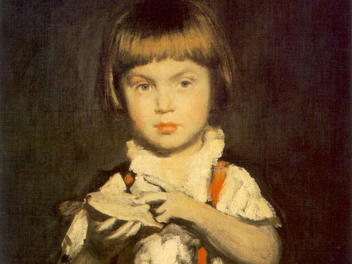 Берталан Секей. Мальчик с хлебом и маслом (фрагмент). Около 1875
