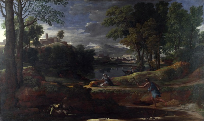 Никола Пуссен. Пейзаж с человеком, убитым змеёй. Около 1648