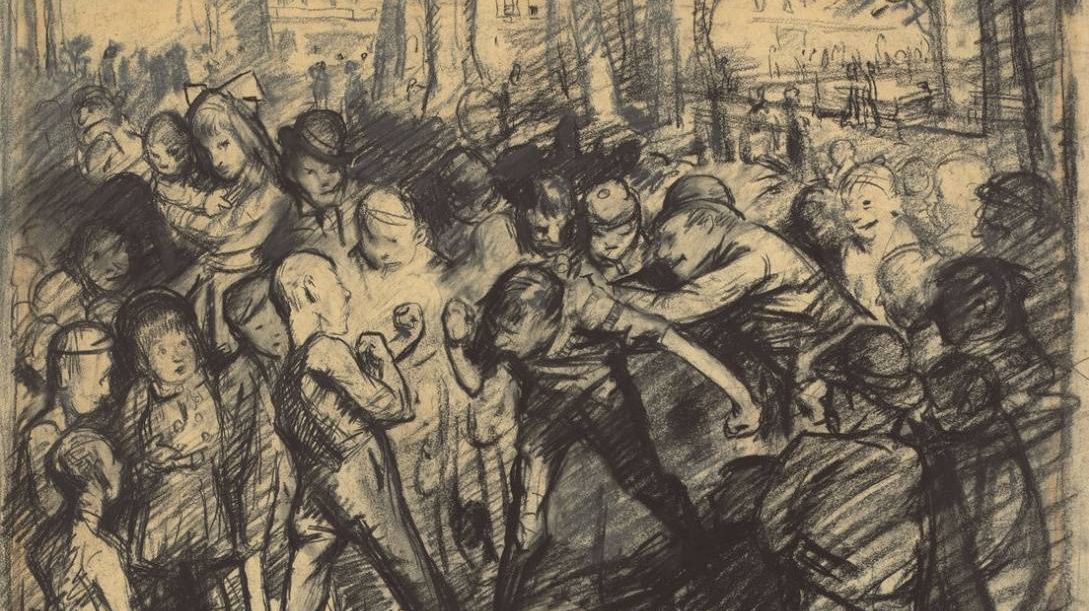Джордж Уэсли Беллоуз. Уличная драка (фрагмент). 1907