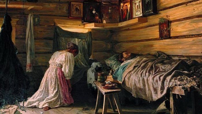 В. М. Максимов. Больной муж (фрагмент). 1881 г.