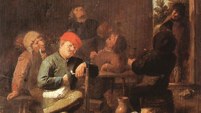 Адриан Брауэр. Курящие и выпивающие крестьяне. 1630-е