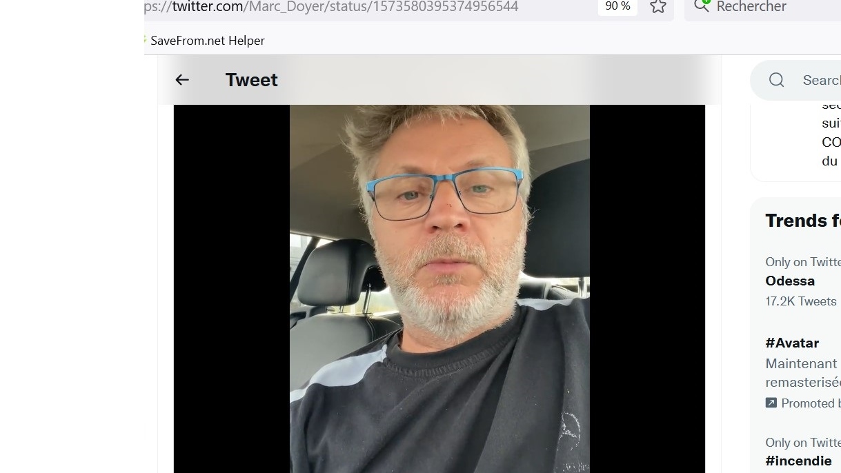 Скриншот страницы Twitter Марка Дуайе с его видеобращением к пподписчикам