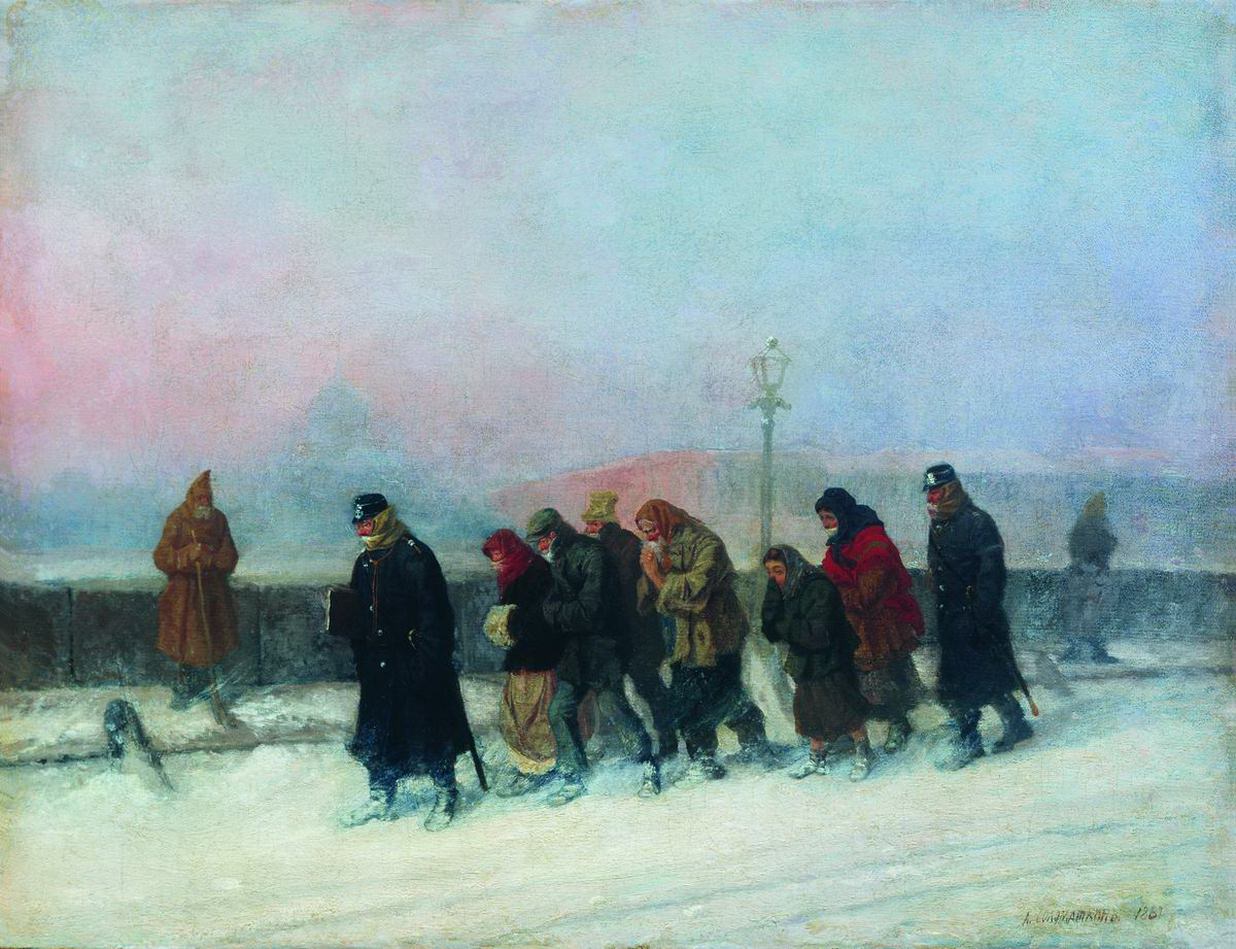 Леонид Соломаткин. Препровождение арестованных. 1881