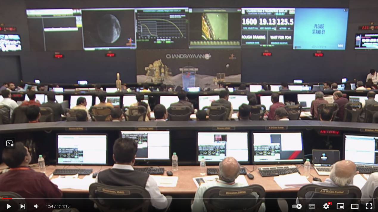 Цитата из видео «Chandrayaan-3 Mission Soft-landing LIVE Telecast» пользователя ISRO Official, youtube.com